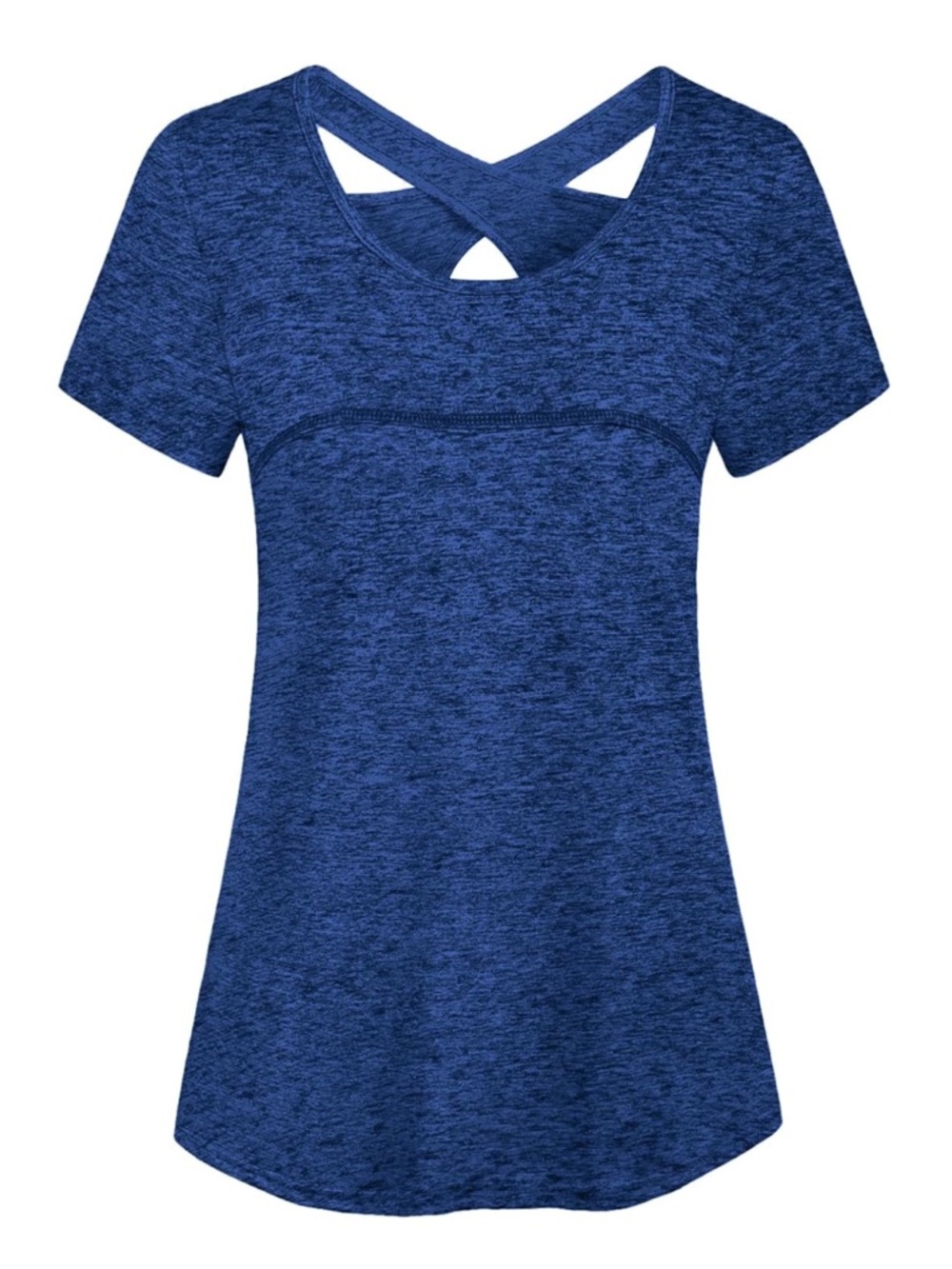 KIMMERY Dark Blue Criss Cross Back Heathered Blue Performance Workout Top XL